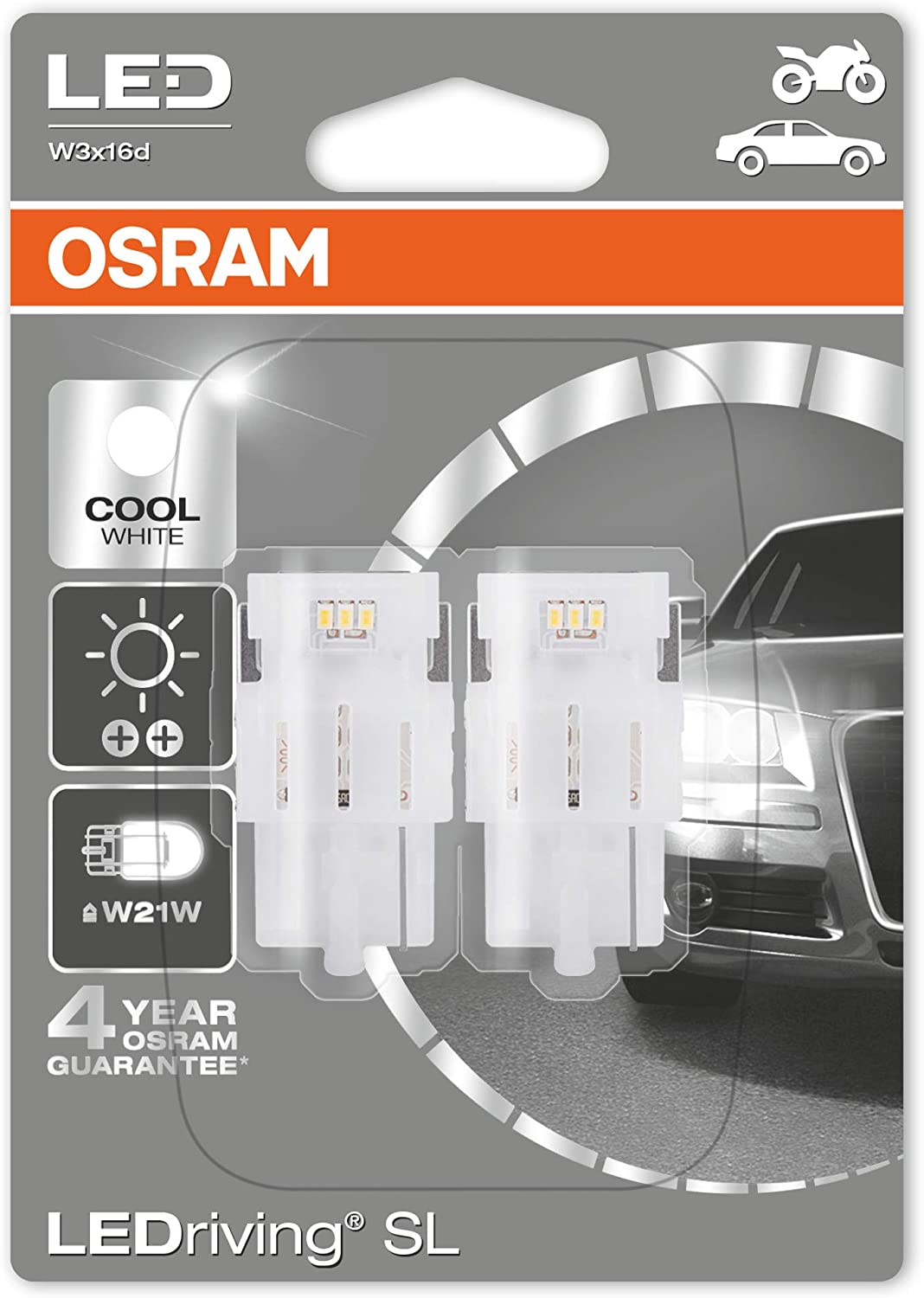 OSRAM W21W LEDriving STANDARD Cool White 7706CW-02B LED Retrofit, Set of 2, Bianco Freddo