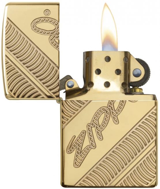 Zippo Unisex's Armor Coiled Windproof Pocket Lighter, High Polish Brass, One Size - Image 3