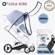 O³ Rain Cover for Pram - Buggy - Pushchair – with 2 Additional Hooks | Stroller Rain Cover - Buggy Rain Cover Universal – Protects from Rain, Wind, Snow