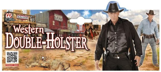 WIDMANN nbsp;? Black Faux Leather Cowboy Belt, with Double Holster - Image 3