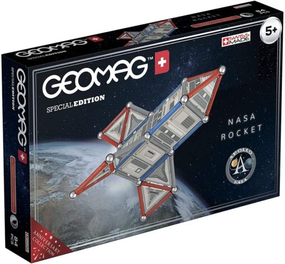 Geomag 810 Special Edition Magnetic Construction NASA Rocket, 84 Pieces, White/Grey/Red