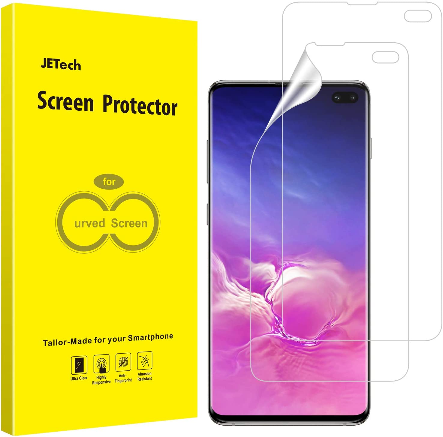 JETech Screen Protector for Samsung Galaxy S10 Plus S10+, TPU Ultra HD Film, Case Friendly, 2-Pack, Transparent
