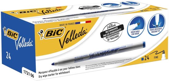 BIC Velleda 1721 Whiteboard Pens - Blue, Box of 24