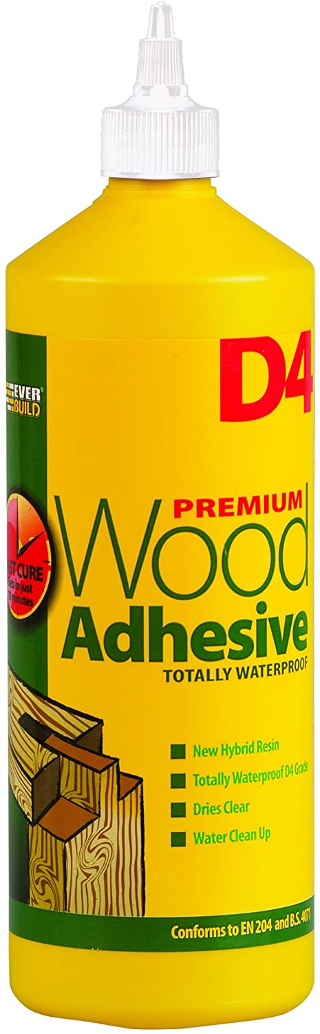 Everbuild D4 Premium Wood Adhesive - Excellent Bonding Strength - White - 1 Litre, 1L