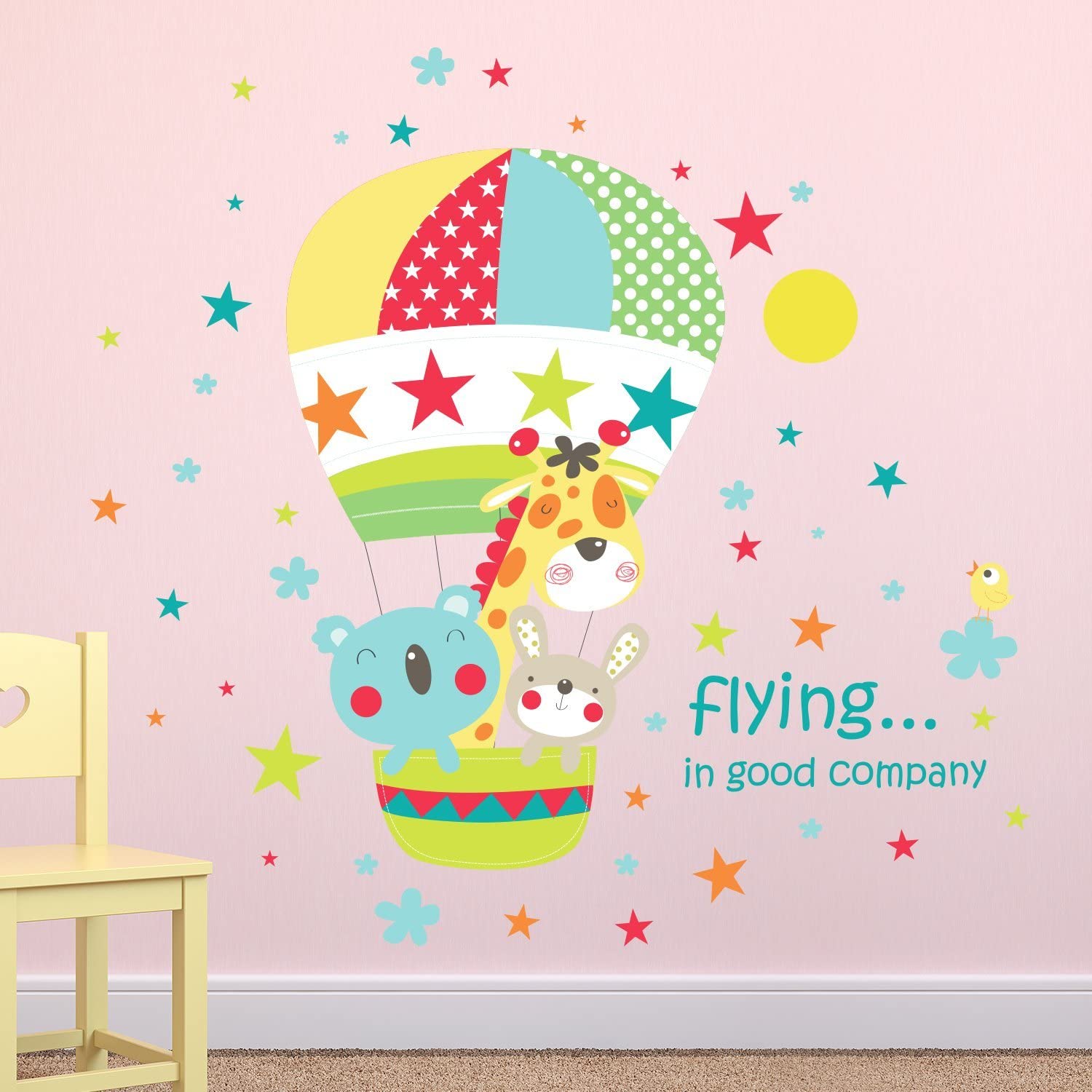 Walplus Wall Stickers "Best friends hot air balloon ride" Removable Self-Adhesive Art Decal Murals Nursery Restaurant Cafe Hotel Building Office Home Decoration - Image 2