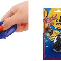 PMS DOG TRAINING CLICKER ON KEY RING ON SLIDE ON CARD