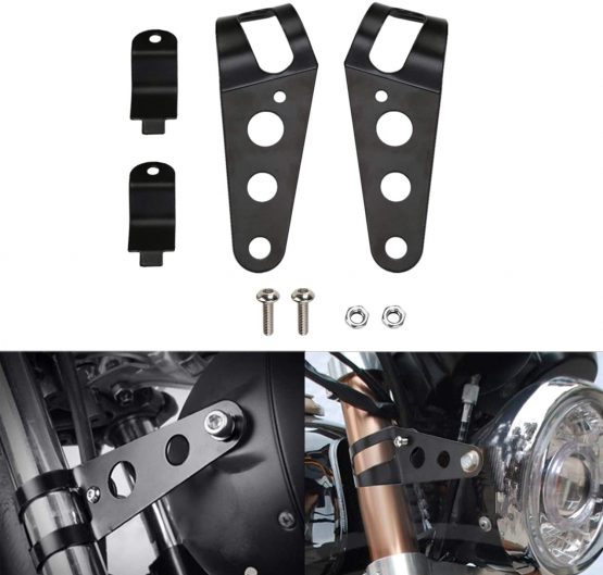 OSAN Motorcycle Headlight Mount Brackets 35mm-43mm Fork Ear for Chopper Cafe Racer (Black) - Image 2