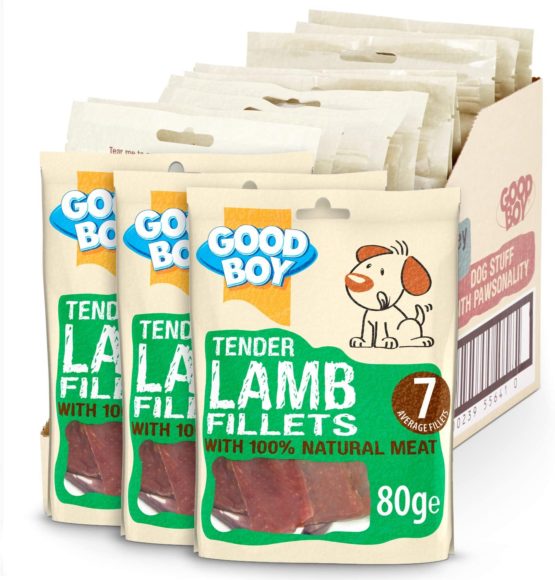 Good Boy - Tender Lamb Fillets - Dog Treats - Made with Natural Lamb Meat - 80 g ℮ - Low Fat Dog Treats - Case of 10