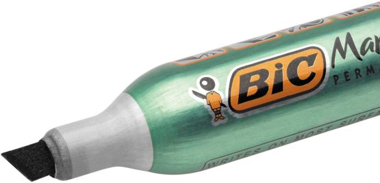 Bic - Onyx Marker- 12 Permanent markers Bevel point Metal body large capacity Black ink- 1591 3.5mm - 5.5mm Box of 12 - Black - Image 3