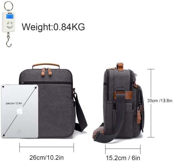Estarer Mens Messenger Shoulder Bag for 13.3" Laptop/12.9" iPad Pro,Small Canvas Cross Body Flight Bag for Work - Image 3