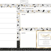 docrafts NOT 101128 A4 Noteworthy Metallic Mono Desk Pad