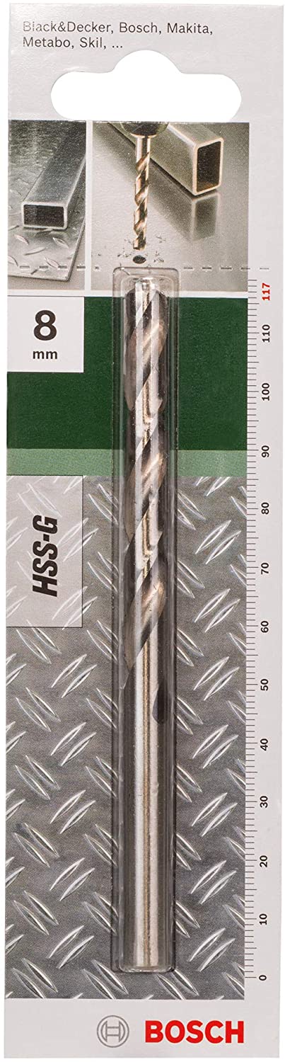 Bosch 1pc. HSS-G Drill Bit (Metal, Hard Plastic, diameter 8 x 75 x 117mm, Accessory Drill Driver), Silver, 1 pc - Image 2
