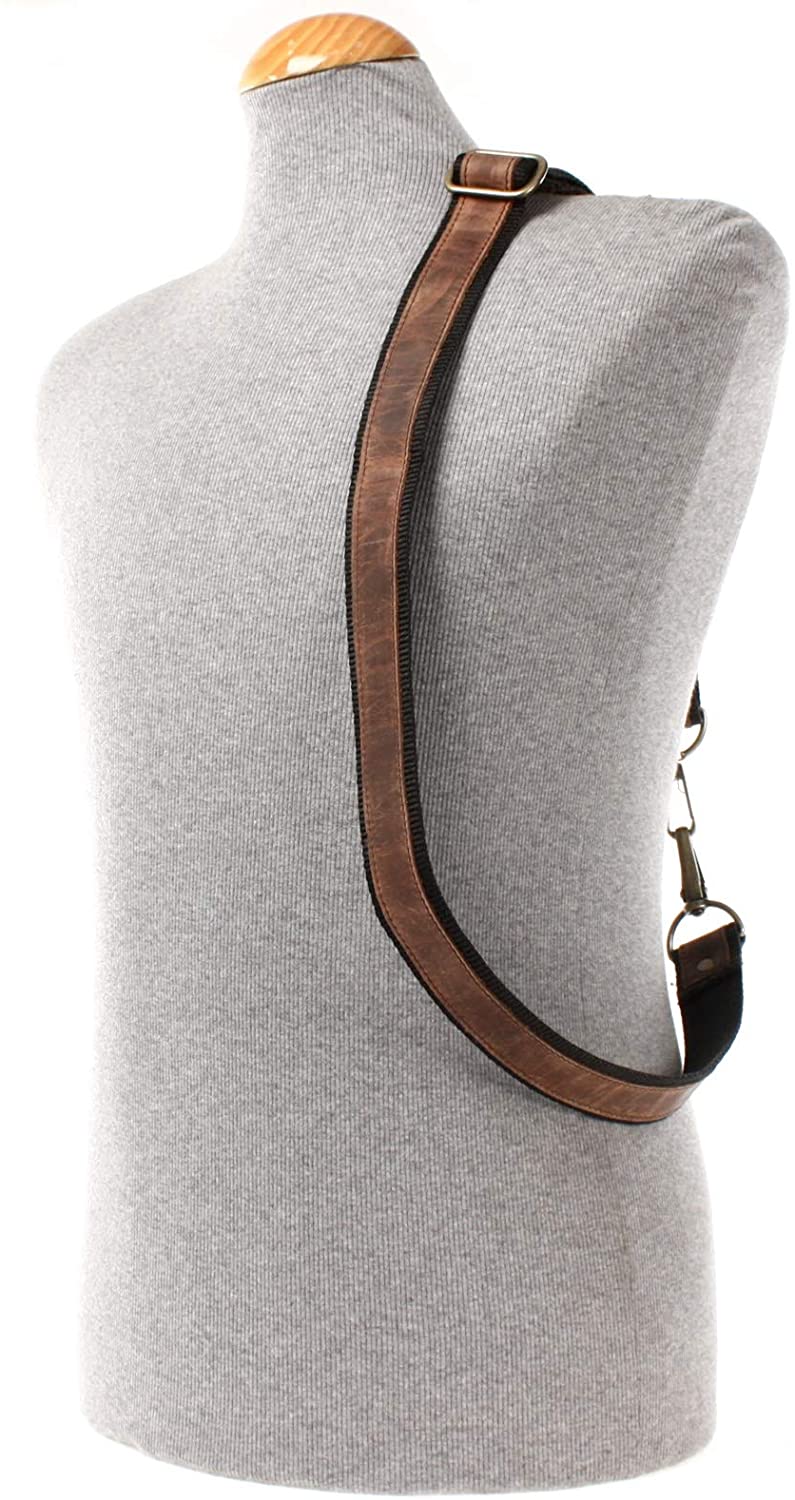 LECONI Carrying Strap Genuine Leather and Nylon Shoulder Strap for your Bag Adjustable in Length for Women + Men 4x150cm mud LEC-R2 - Image 2