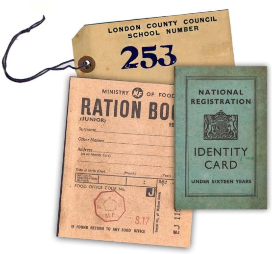 WW2 Replica Ration Book, Evacuee Tag and Identity Card by Memorabilia Pack Company