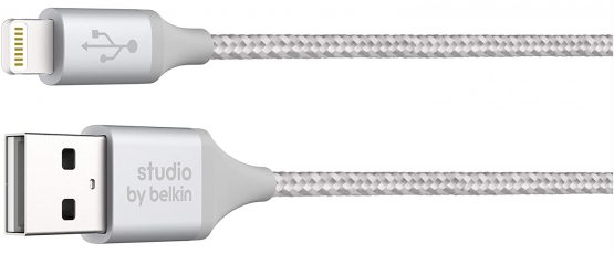 Belkin Studio 4.8A 24W 2 Port Car Charger with 1.5 Metre Braided Charge Sync Lightning Cable for iPhone iPad (Silver) - Image 2