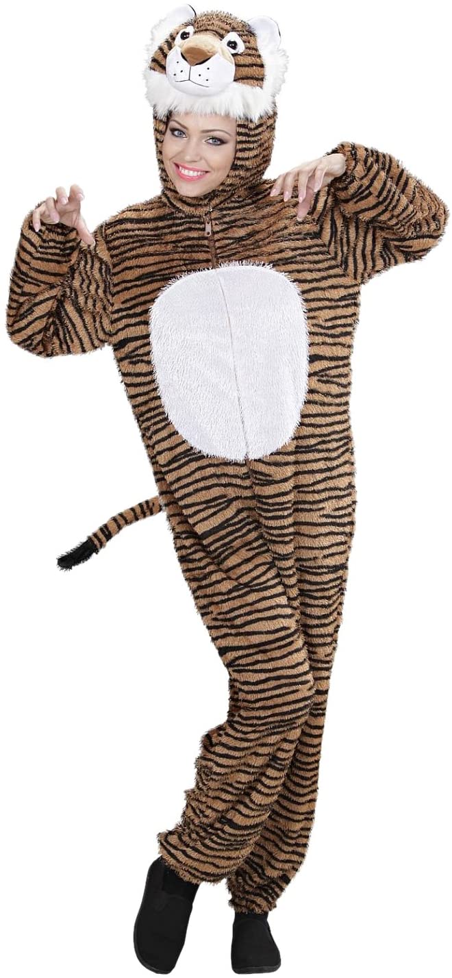 Widmann 9941B Adult Costume Tiger ? Overall mit Maske, Brown, M-L