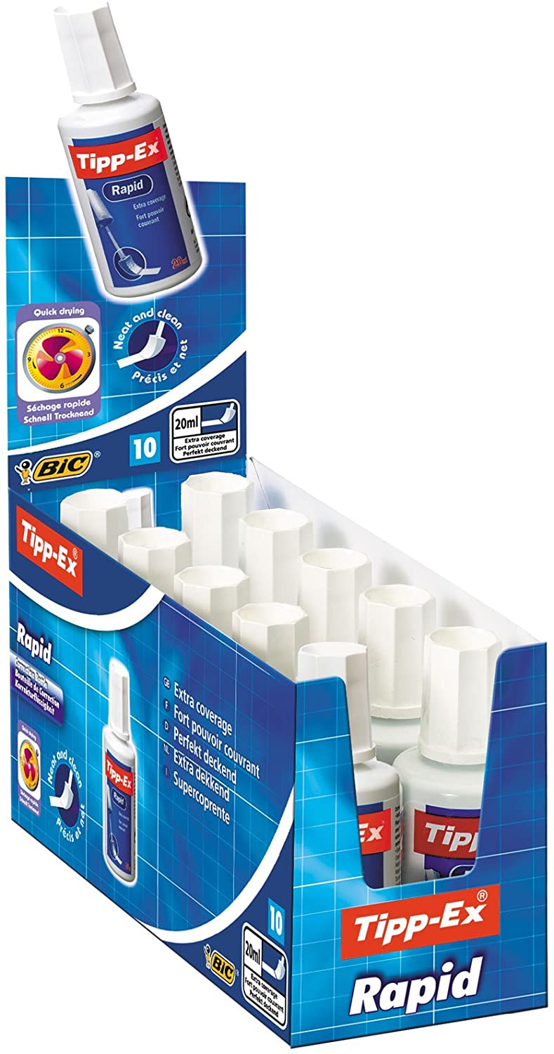 Tipp-Ex Rapid Correction Fluid - 20 ml, Box of 10,white, 1 count (Pack of 10)