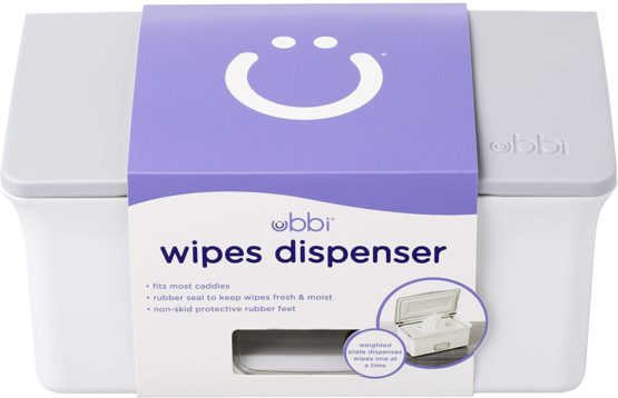 Ubbi Baby Nappy Wipes Dispenser | Baby Nappy Wipes Case, Baby Wipes Holder with Weighted Plate, Keeps Wipes Fresh and Non-Slip Rubber Feet, Grey - Image 4