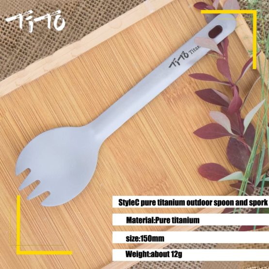 TiTo New Ultralight titanium spork and spoon for outdoor camping only 17g - Image 2