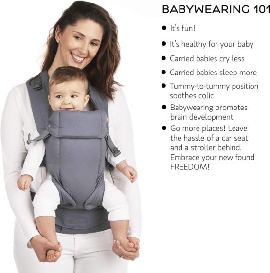 Beco Gemini Baby Carrier - Cool Dark Grey, Sleek and Simple 5-in-1 All Position Backpack Style Sling for Holding Babies, Infants and Child from 7-35 lbs Certified Ergonomic - Image 2