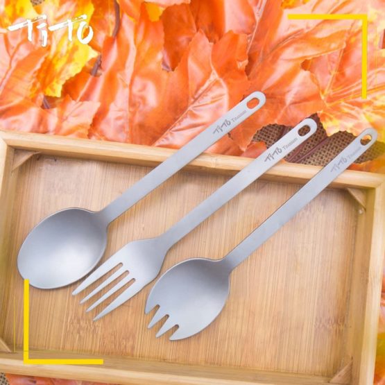 TiTo New Ultralight titanium spork and spoon for outdoor camping only 17g - Image 3