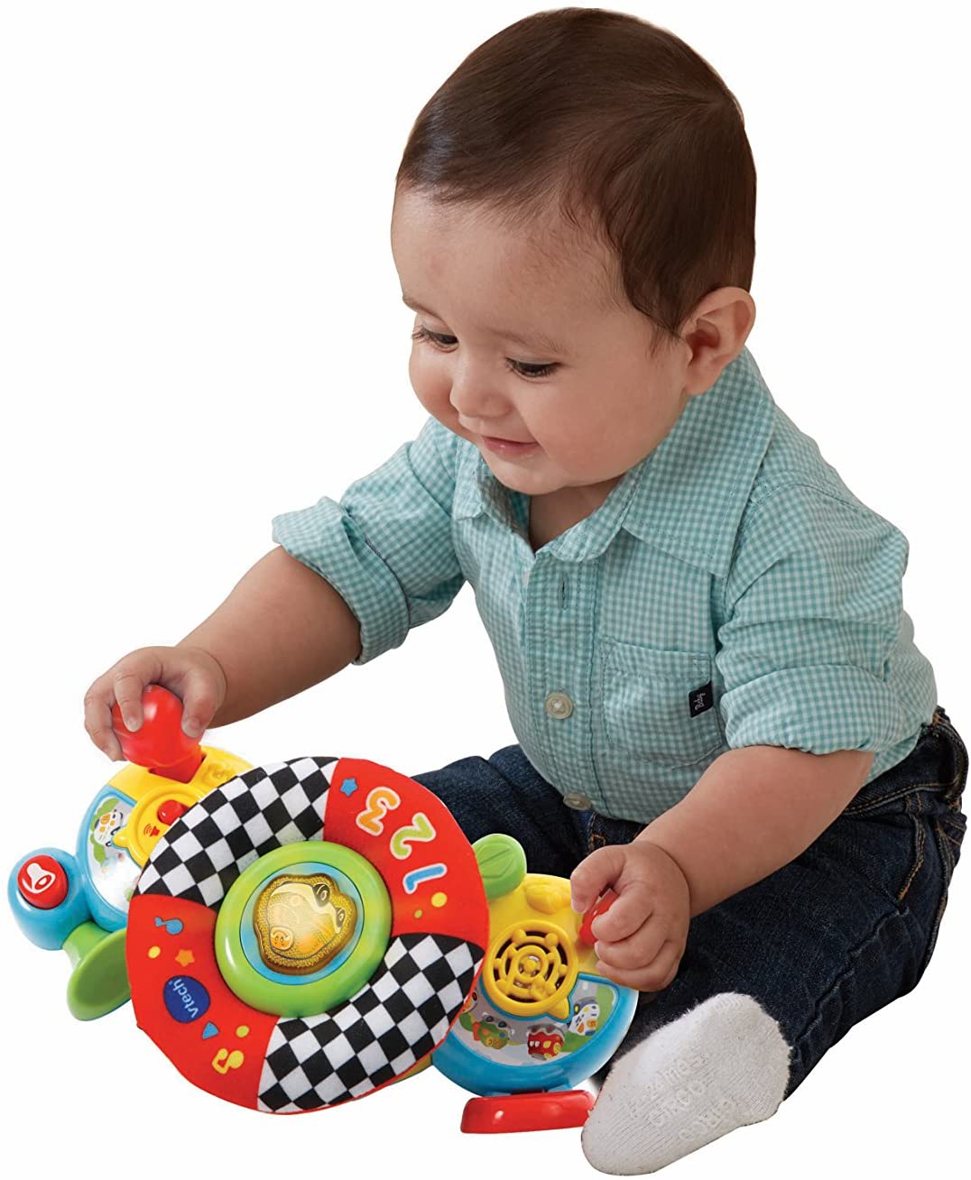 VTech 80-192522 TUT Buggy Steering Wheel Stroller Toy with Fastening Strips Driving Simulator Teaching New Words and Road Safety - Image 2