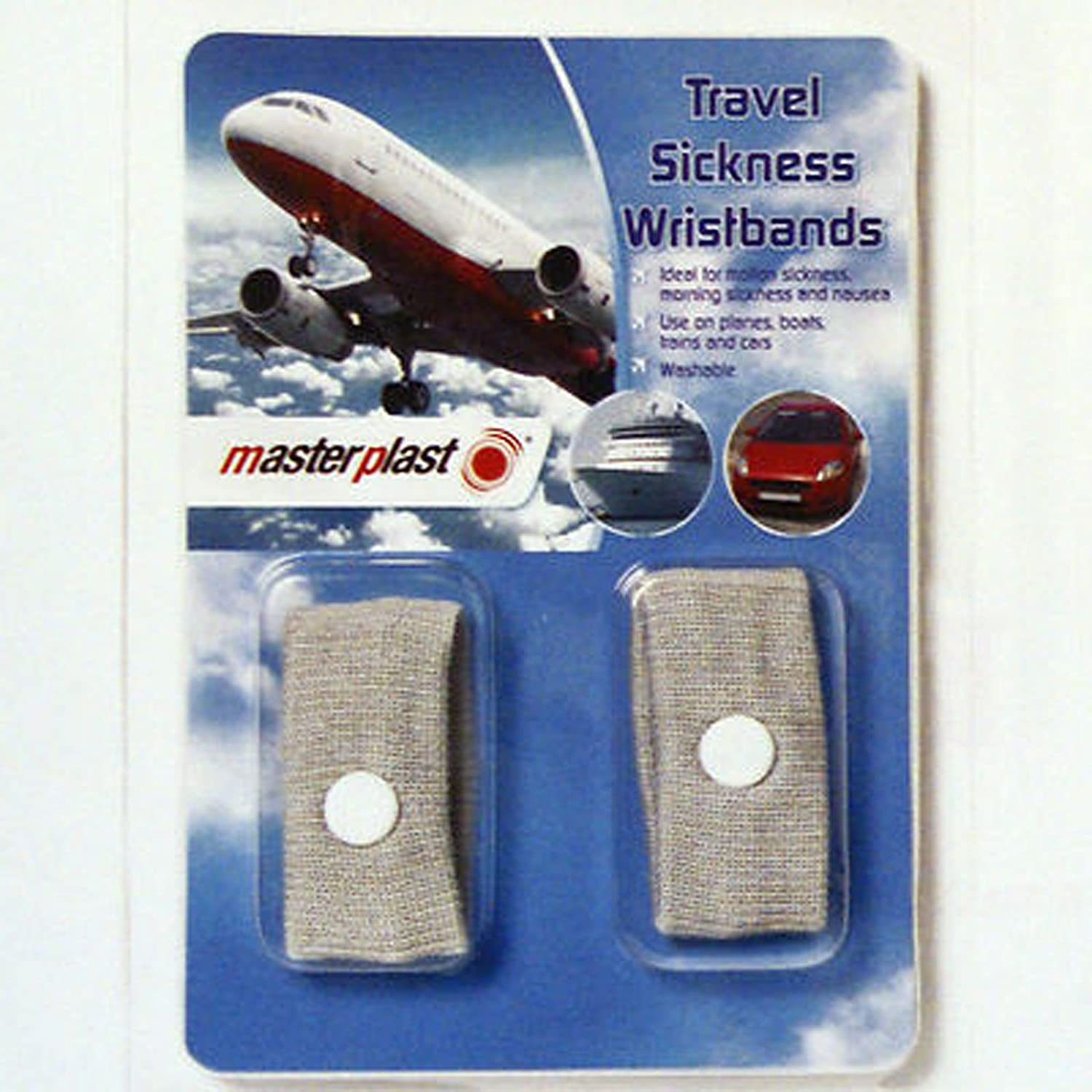 Masterplast Travel Sickness Wristbands, Grey, 1 Pair, 2 Pack