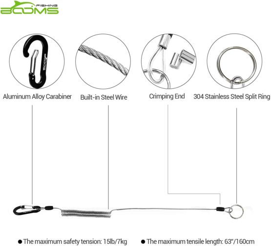 Booms Fishing T01 Fishing Coiled Lanyards With Spiral Retractable for Fishing Rods and Fly Fishing Nets - Image 3