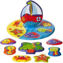 Playgro Bath Puzzle, 9 Pieces, With colourful animal designs, From 6 Months, BPA-free, Size: 25 x 25 cm, Floaty Boat Bath Puzzle, Multicoloured, 40172