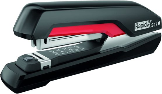 Rapid Stapler, 30 sheet capacity, SuperFlatClinch, Black/red, Ergonomic plastic body, S17, 5000538