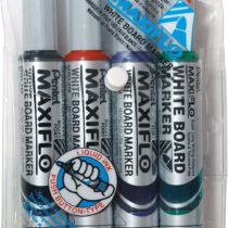 Pentel 6.0mm Bullet Tip Wallet 4 Maxiflo White Board Marker Liquid Ink Marker - Black/Red/Blue/Green