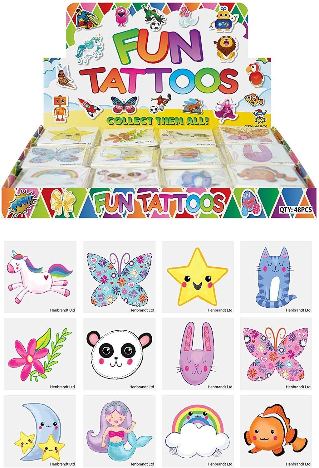 Henbrandt 24 x Cute Temporary Tattoos Children's Birthday Loot Party Bag Filler, Multicolor, Medium - Image 4