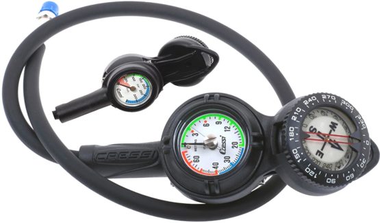 Cressi 3 Compass, Depth and Pressure Gauge Diving Console - Black