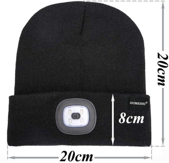 Oumeiou New Warm Bright LED Lighted Beanie Cap Unisex Rechargeable Headlamp Hat Multi-color - Image 2