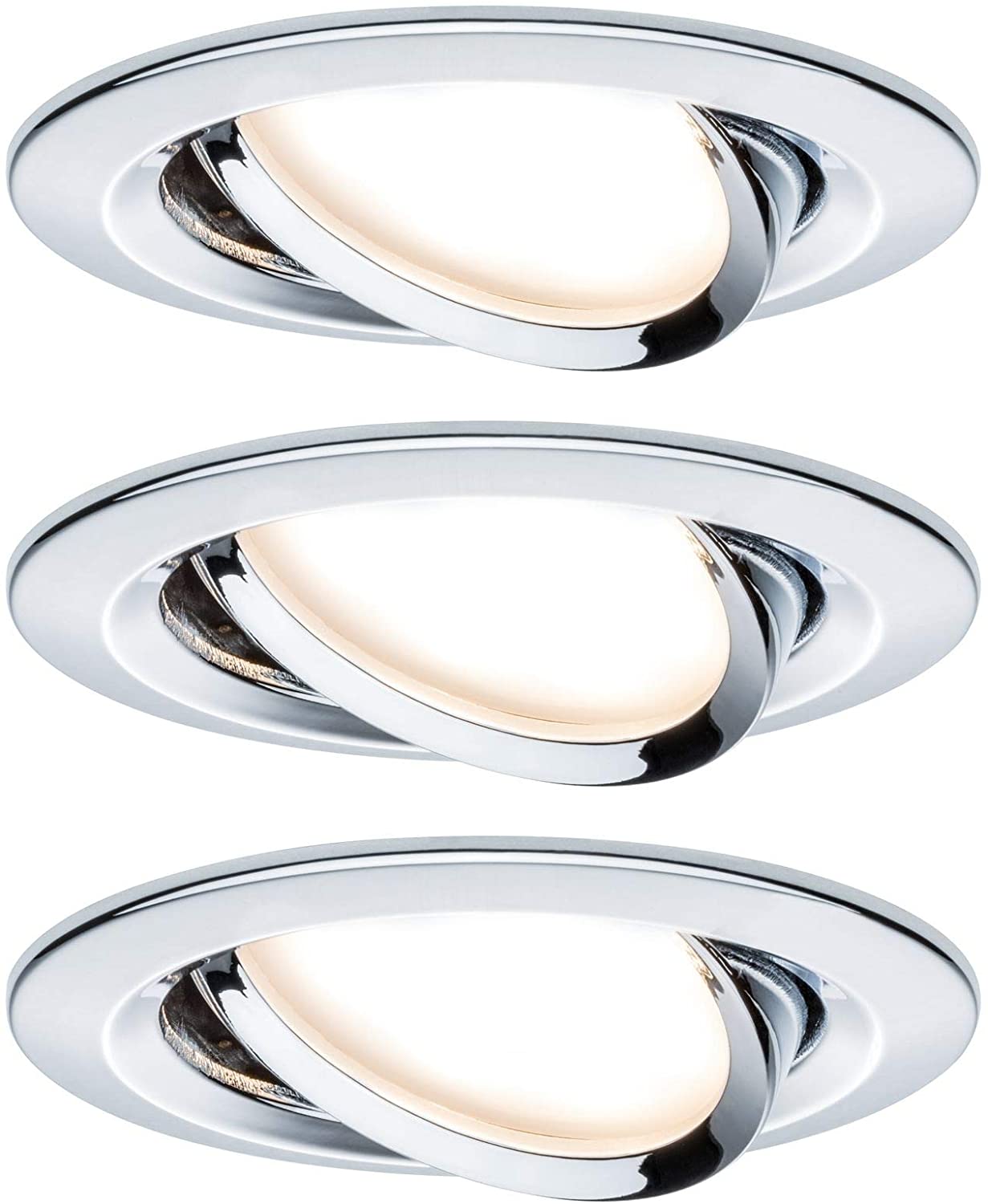Paulmann 93880 Premium Recessed Light Set Coin Slim dimmable Round swiveling LED 3x6.8W 2700K 230V 51mm chr/alu