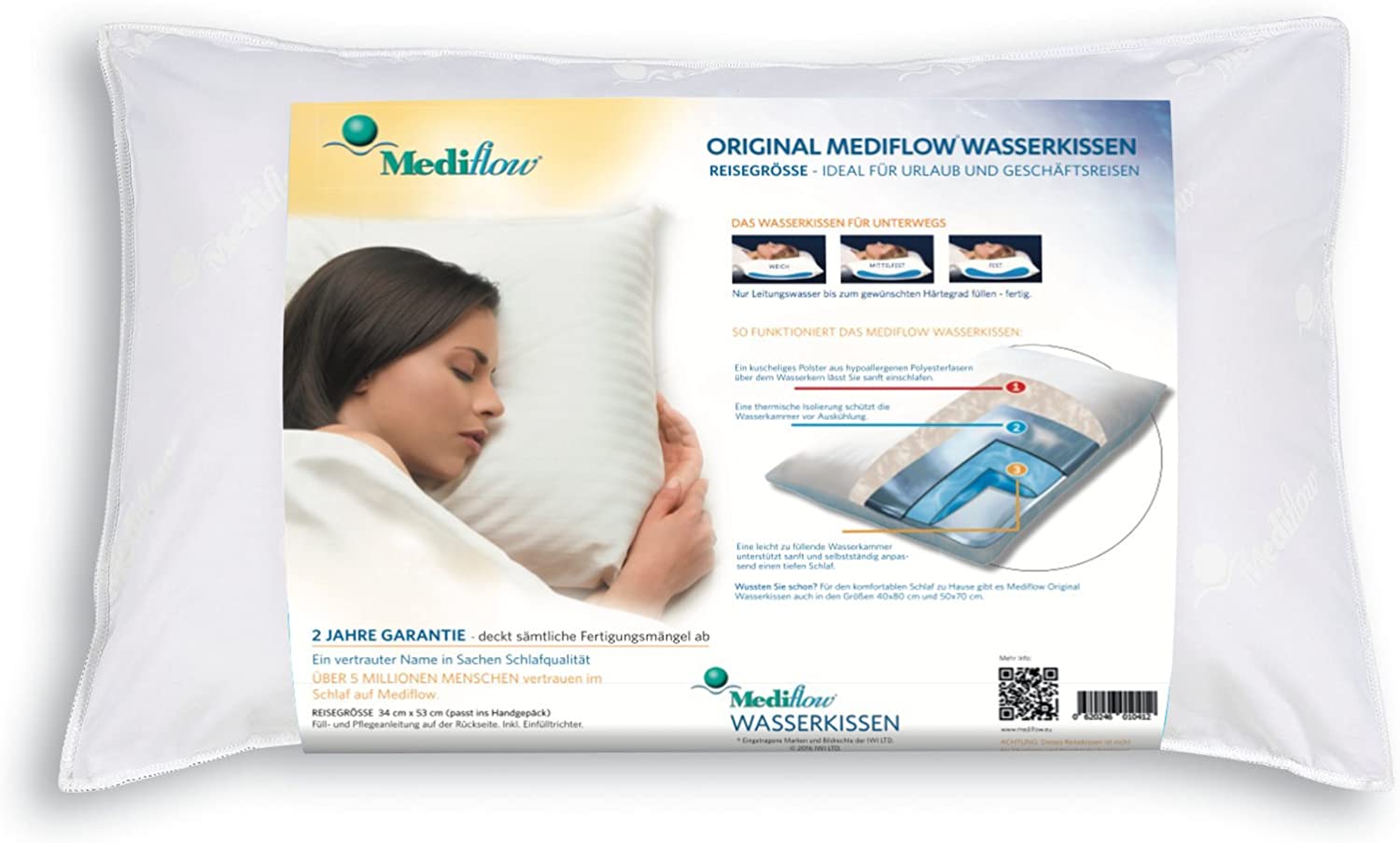 Mediflow - Water Pillow Travel Size, White