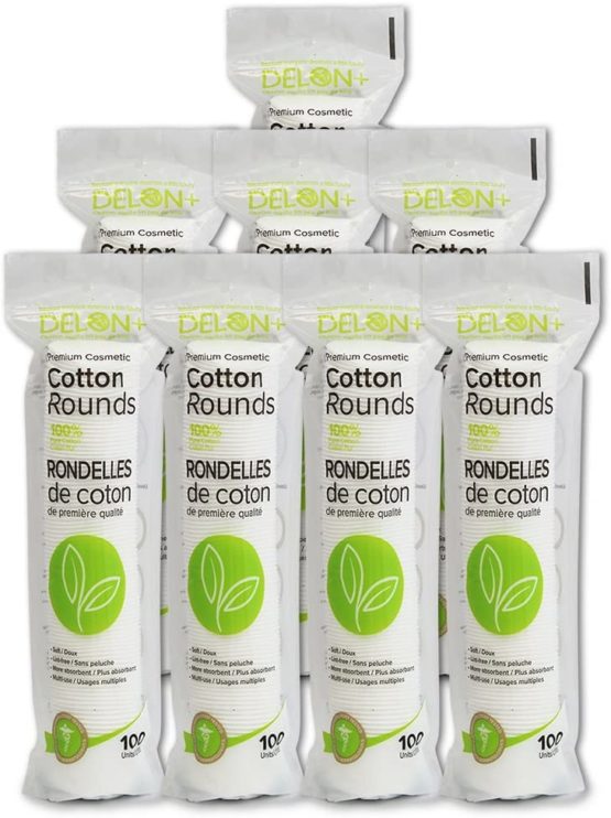 DELON+ Premium Cotton Rounds with Aloe Vera & B5 Provitamin - 100 Count