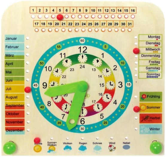 Hess 14658 "Seasons" Wooden Calendar Clock