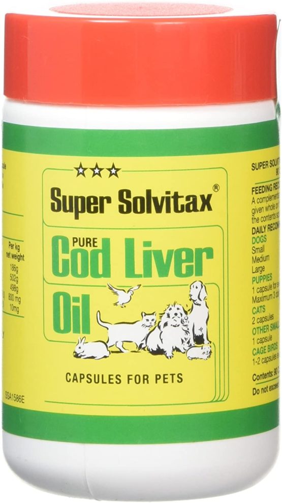 Super Solvitax | Pure Cod Liver Oil for Dogs | Helps Maintain Healthy Skin, Strong Bones & Teeth (90 Capsules)
