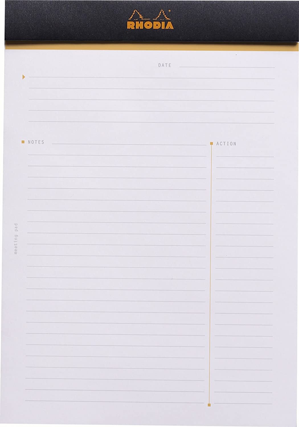RHODIA 164009C, Stapled Notepad Meeting N°16 Black, A5, Pre-Printed Date/Notes/Action, 80 Detachable Sheets - Image 2