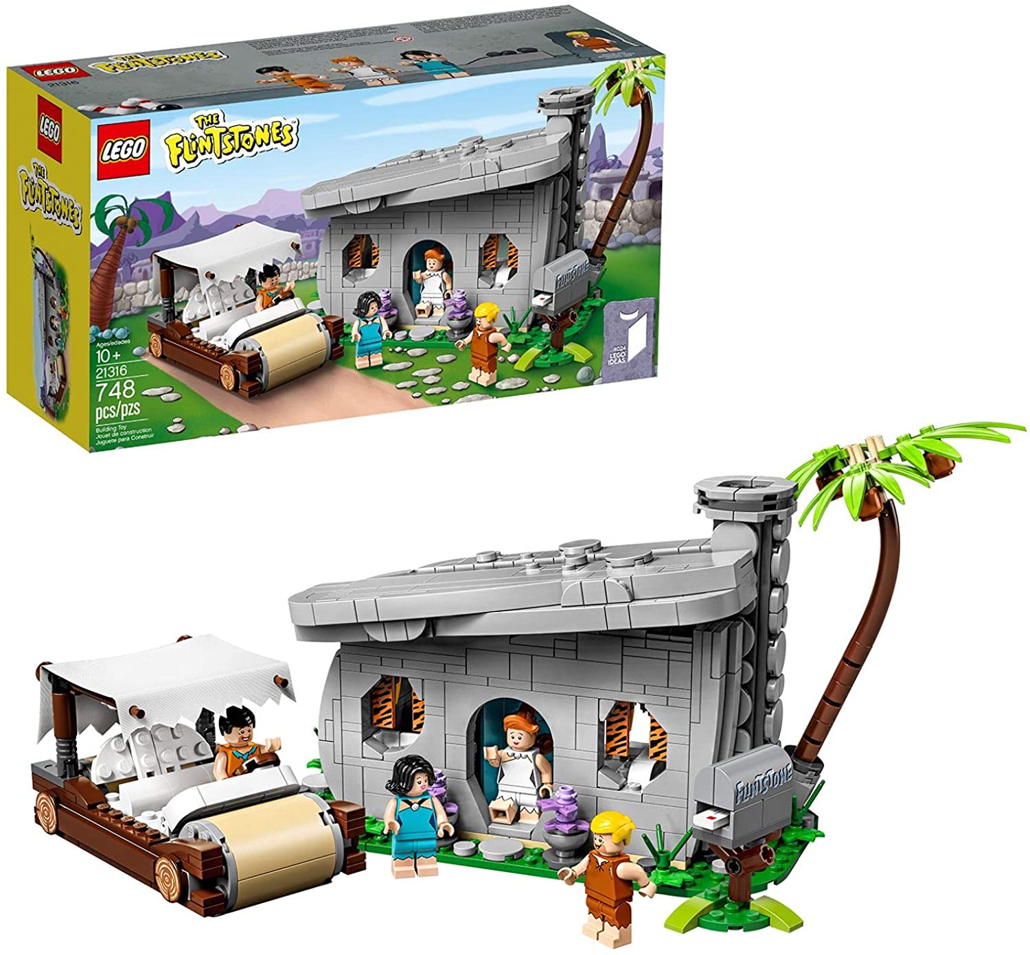 LEGO 21316 Ideas The Flintstones Home and Footmobile Collectible Building Set, Multicolor