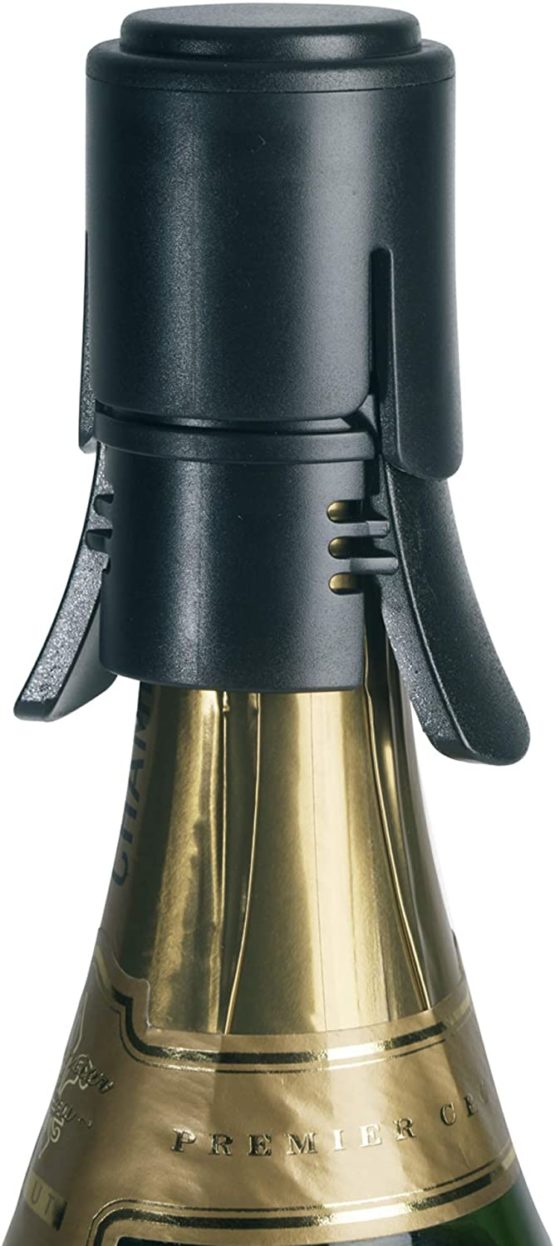 Le Creuset Air-Tight Champagne And Sparkling Wine Stopper, Fizz and Flavour Preserver, Anti-Leak, Model SW106, Black, 59140010007001 - Image 2