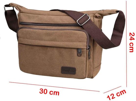 JAKAGO Waterproof Messenger Shoulder Bag Multi Pockets Crossbody Bag for for Men Women, Casual Travel Bag Canvas Handbag Briefcase for Working Shopping School Fishing Camping Hiking Daily Use - Image 3