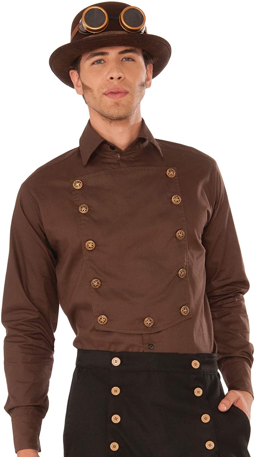 Forum Novelties X76370 Steampunk Shirt, Mens, Solid, Brown, 42-Inch
