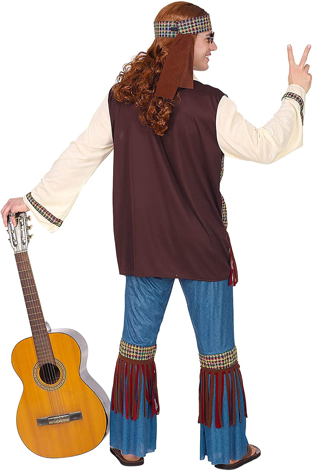 Fancy Dress Costume Mens Male Happy Hippie Adult 60s 70s Retro Outfit M, Multicoloured - Image 3