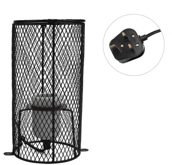 E27 Pet Ceramic Heating Lamp Heater Holder Reptile Infrared Heat Bulb Holder with Anti-hot Bracket for Lizard Turtle(UK Plug)