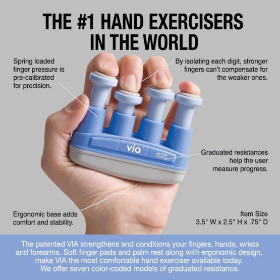 Via Medium Tension Hand & Finger Exerciser - Blue 6lb - Image 4