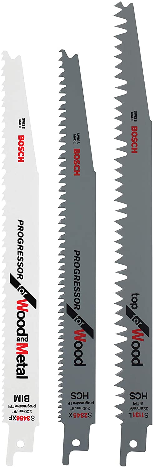 Bosch 2609256797 Sabre Saw Blade (3-Piece), Grey