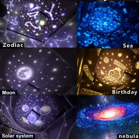 Kids Night Light Projector - Star Light Projector with USB Cable, 360 Degree Rotation Kids Star Projector Lamp Bedroom Star Projector Night Light Best Gifts for Kids - 7 Sets of Film - Image 2