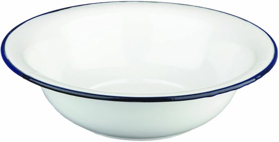 IBILI Wash Blanca Bowl 32 cm of Enamelled Steel, White/Blue, 32 x 32 x 9 cm